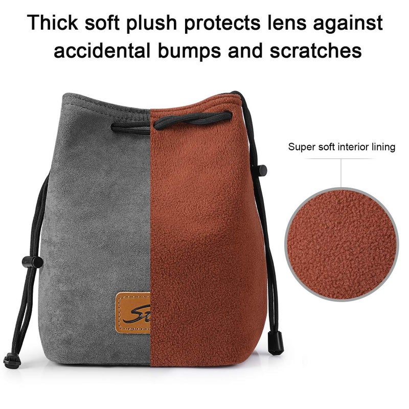 S-ZONE Soft Camera Bag DSLR Insert Handbag Drawstring Lens Case Compatible with Canon Nikon Sony - Image 5